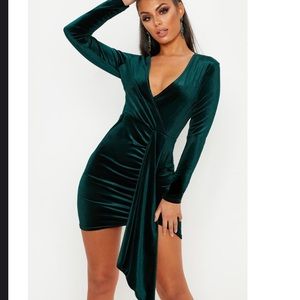 Velvet Faux Wrap Mini Dress